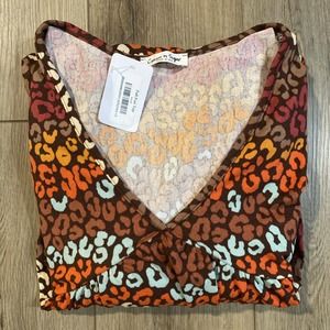 CREAM N SUGAR boutique long sleeve t shirt 1X leopard fall tunic top
